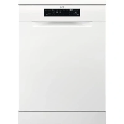 Imagen de AEG FFB74917ZW Lavavajillas de 60 cm, 14 cubiertos, Sistema AirDry, Display XL, Con 3ª Bandeja para Cubiertos MaxiFlex, Función Extrahigiene, Softspikes, 44 dB(A), Blanco, Clase C, Fabricado en UE
