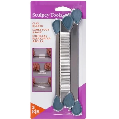 Imagen de Sculpey Tools: Clay Blades Set of 3 Super Slicer con asas, Arcilla, plata, 1,