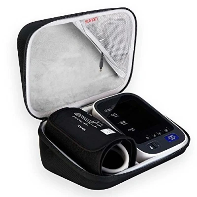 Imagen de BOVKE Bolsa de Viaje para Maletas OMRON X2 Basic/OMRON X3 Comfort/OMRON X4/Omron M3 Monitores presión Arterial y Manguitos, Bolsillo Malla baterías Cargadores, Negro