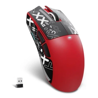 Imagen de MAMBASNAKE X ATTACK SHARK X11SE Ratón inalámbrico para juegos,22000 DPI,sensor PixArt PAW3311,BT/2,4G/cable,peso ligero de 59g con cinta,clics 2000W,aceleración 40G,larga batería,para Win/Mac Rojo
