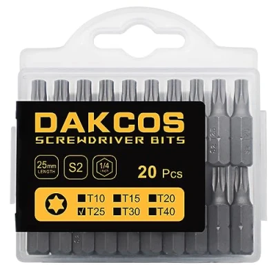 Imagen de DAKCOS Juego de puntas destornillador estrella Torx T25 20pc, acero S2 longitud 25mm