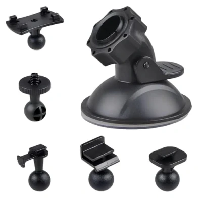 Imagen de zfdg Soporte Móvil Coche Parabrisas, Ventosa para Camaras Coche, de Cámara, con Adaptador 5 Tipos, Conducir la Cámara Acción del GPS Videocámara DVR