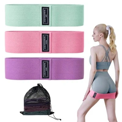 Imagen de Good Nite Bandas de Resistencia 3 Niveles para glúteos, Tela Entrenamientos específicos piernas, Ejercicio el hogar, Fitness, Yoga y Pilates