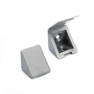 Imagen de 40 x sossai® Conector de muebles/conector angular con tapa BT1, 2 agujeros Color: plata Material: plástico