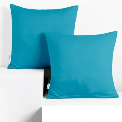 Imagen de DecoKing 2 Fundas de Almohada 50 x cm, algodón, con Cremallera, Color Cian y ámbar