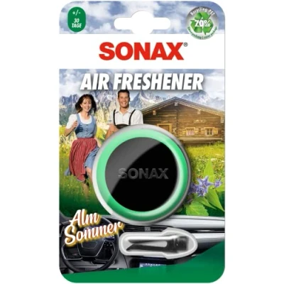 Imagen de SONAX Air Freshener AlmSommer (1 unidad) Ambientador con aroma a hierbas de montaña y larga duración para el interior del vehículo. Número artículo: 03620410