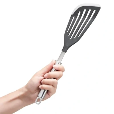 Imagen de SILBERTHAL Espátula ranurada para pescado Paleta cocina plana Silicona y acero inoxidable