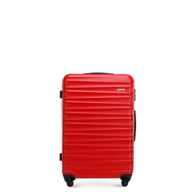 Imagen de WITTCHEN Maleta de Viaje Equipaje Mano Cabina ABS con 4 Ruedas giratorias Cerradura combinación Asa telescópica Groove Line Tamaño L Rojo