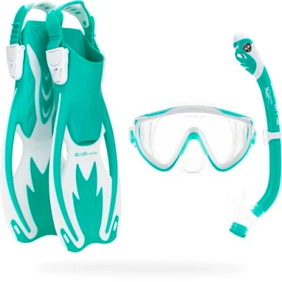 Imagen de Cressi Tinetto Rocks Dry Set Snorkeling Sets, Verde Agua/Blanco, L/XL