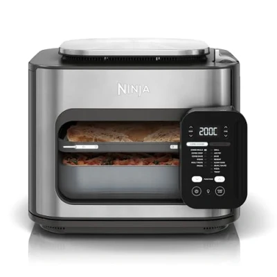 Imagen de Ninja Combi Olla eléctrica multifunción 12 en 1, Horno, Freidora de aire, comidas familiares 15 min*, incluye bandeja para hornear, fuente horno y guía recetas, gris, SFP700EU