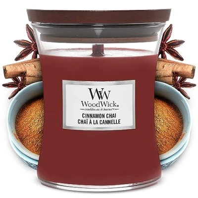 Imagen de WoodWick Scented Candle Medium Cinnamon Chai 11 cm / ø 10
