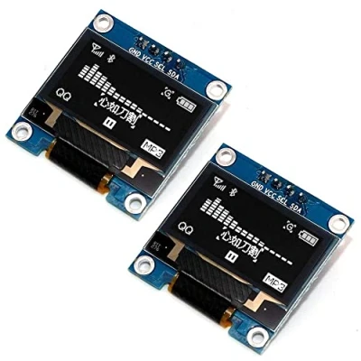 Imagen de Fasizi 2 módulos de pantalla OLED 0.96 pulgadas I2C IIC SPI Serial 128x64 con cabeceras pin para Arduino, fuente blanca