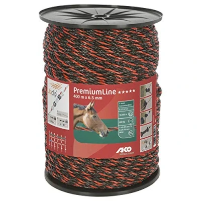 Imagen de Kerbl Premiumline Cuerda para pastos (400 m, 6 x 0, 20 Niro + 3 25 CU, Orang/Bra)