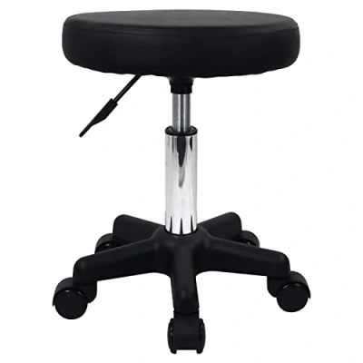Imagen de FURWOO Taburete Giratorio de Altura Ajustable con Ruedas Adecuado para masajes salón SPA Negro