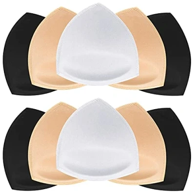 Imagen de SKENGWEL 5 pares de almohadillas triangulares para brasier mujer con inserciones extraíbles push up, deportivo, copas repuesto bikini, parte superior traje baño,