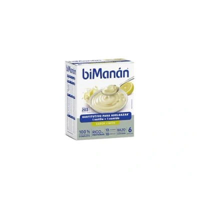 Imagen de biManán Natillas de Limón, Crema Sustitutiva Comidas para Adelgazar, Bajas en Calorías, Ayudan a Perder y Controlar el Peso, con Proteínas, Vitaminas Minerales 6 x 50 g: 300 g