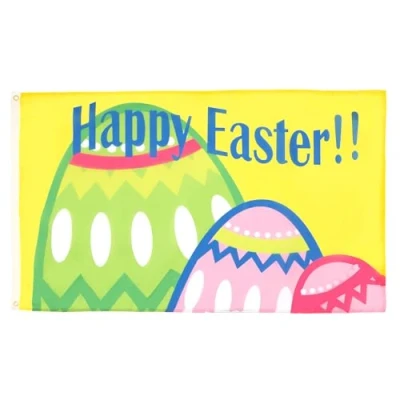 Imagen de AZ FLAG Bandera Felices Pascuas 150x90 cm de La Pascua Happy Easter 100% Poliéster Con Ojales Metal integrados 110g Colores Vivos Y Resistente A Decoloración