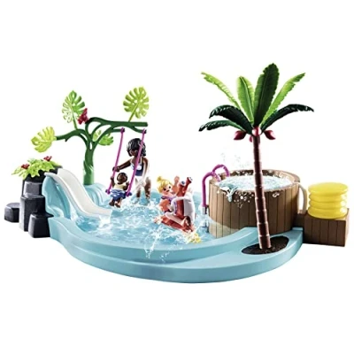 Imagen de PLAYMOBIL Family Fun 70611 Piscina Infantil con bañera hidromasaje, para Jugar Agua, Juguetes niños a Partir de 4 años