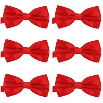 Imagen de DonDon Set de 6 Pajarita para hombre 12 x cm ajustable y lista usar Rojo