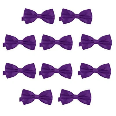 Imagen de DonDon Set de 10 Pajarita para hombre 12 x 6 cm ajustable y lista usar Violeta