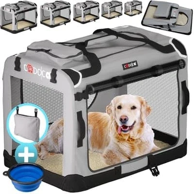 Imagen de Cadoca Transportadora Mascotas Talla M Plegable 60x42x42cm Transportín Bolsa Viajes Perros Gatos