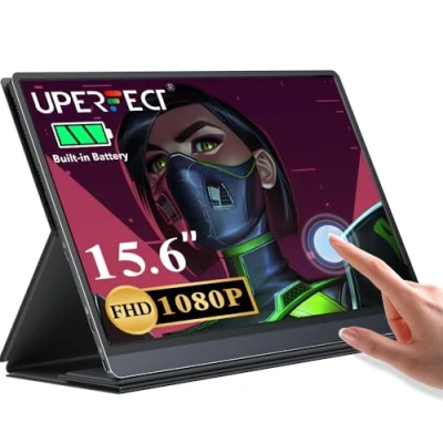 Imagen de UPERFECT Monitor Portatil Táctil 15,6 Pulgadas 120Hz con 10800mAh Batería, 1080P FHD USB C Display Móvil Externa Mini HDMI/USB para Laptop/PC/Teléfono/Game Console
