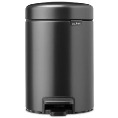 Imagen de Brabantia cubo de baño pequeño con tapa NewIcon 3 L pedal a prueba olores interior extraíble para baño, aseo o espacios pequeños Confident Grey