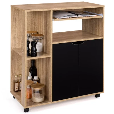 Imagen de IDMarket Postre de cocina COSI madera haya y puertas negras L.76 CM