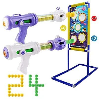 Imagen de Juego de Tiro al Blanco para Niños 6 7 8 9 10+ Años Aire Libre con 2 Pistolas y 24 Bolas Espuma Cumpleaños