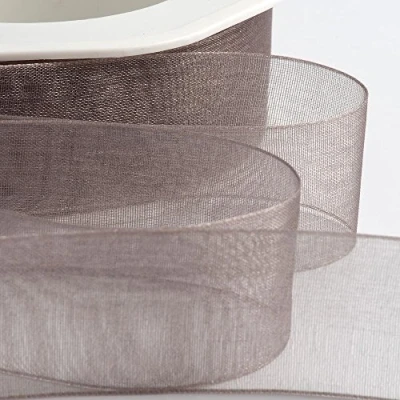 Imagen de Italian Options Rollo de cinta gasa organza, 25 mm x 20 m, color gris ahumado