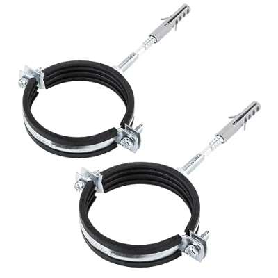 Imagen de (Paquete de 2 piezas) Antivibraciones Soportes tubo metal único Clips Abrazaderas Revestimiento goma para tubos Ø 107 112 mm (2)