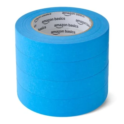 Imagen de Amazon Basics Cinta de pintor, 2.3 cm x 55 m, Paquete 4 rollos, Azul