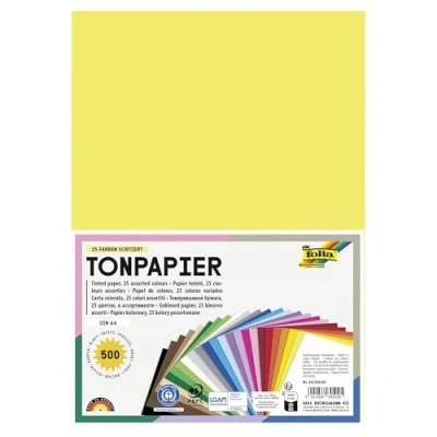 Imagen de folia Paquete de 500 Hojas Papel Surtidos DIN A4, 130 g/m², 25 Colores, para Manualidades y diseños creativos Tarjetas, Ventanas Scrapbooking, carbón, Blatt (MAX Bringmann KG 64/500 09)
