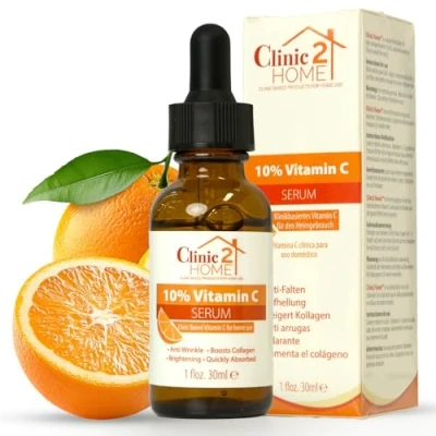 Imagen de Clinic2Home Sérum de Vitamina C para el Rostro Potente al 10% Manchas Oscuras, Arrugas y Líneas Finas Anti envejecimiento, Estimulante Colágeno e Iluminador la Piel
