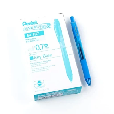 Imagen de Pentel EnerGel X Bolígrafos retráctiles (12 unidades, punta de 0,7 mm), color azul celeste
