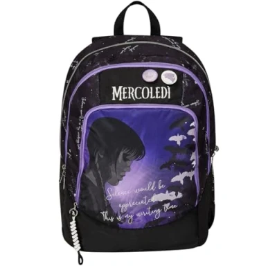 Imagen de Seven Mochila Escolar Miércoles Be The Strange You Want to doble compartimento Bolsillo porta botella niña Gran capacidad, violeta, Talla única, Mochilas rucksack