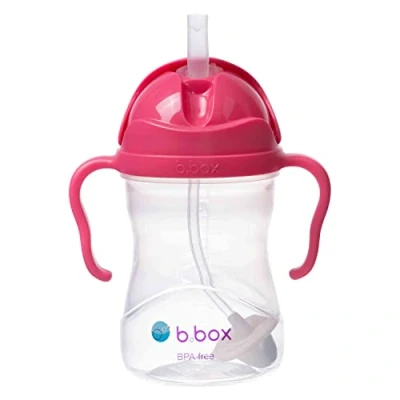 Imagen de b.box Vaso con Pajita para Niños Infantil Beber Desde Cualquier Ángulo Tapa Abatible, Ponderada, Antifugas, Agarre Fácil Botella 6m+ 240 ml