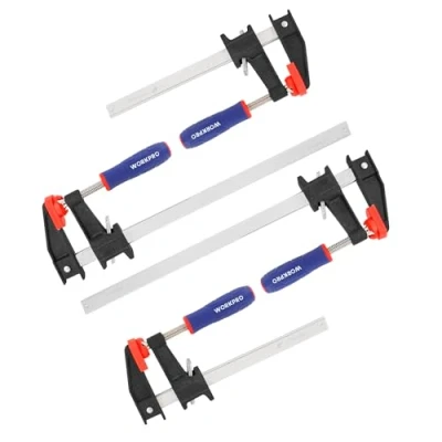 Imagen de WORKPRO Juego de Sargento Barra, 4PC Tornillo, Abrazaderas Liberación Rápida 150 mm y 300 mm, Set Sargentos para carpintería potencia 272 KG