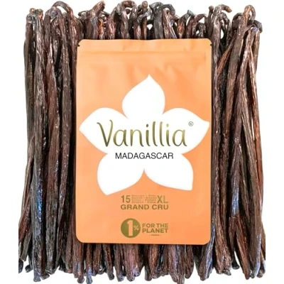 Imagen de VANILLIA 15 Vainas XL de Vainilla Bourbon Madagascar GRAND CRU Añada 2024 Vaina 15/18cm Bolsa FreshZIP resellable