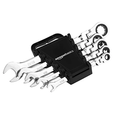 Imagen de Amazon Basics Juego de llaves trinquete flexibles, SAE, 5 unidad