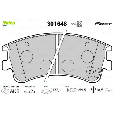 Imagen de VALEO 301648 Juego de pastillas freno FIRST Eje delantero con contacto avisador desgaste sin chapa antichirridos MAZDA: 6 Hatchback, Berlina