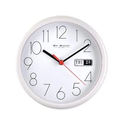Imagen de Wm.Widdop Day/Date Wall Clk White Case/White Dial 8.5&quot;Rnd +B