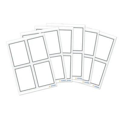 Imagen de HERMA 5713 etiquetas para escribir libros con borde gris neutro, 24 unidades, 40 x 55 mm, autoadhesivas, pegatinas escolares, niños, niñas, en blanco, cuadernos,