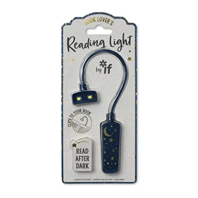 Imagen de IF Luz compacta para libros, luna y estrellas, azul oscuro/dorado