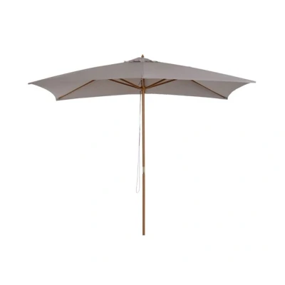 Imagen de Outsunny Sombrilla Terraza Exterior 295x200 cm de Jardín Rectangular Ajustable con Mástil Madera y Manivela Impermeable Parasol para Patio Gris