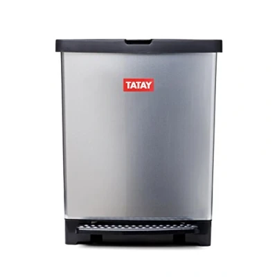 Imagen de Tatay Cubo de Cocina Trend, 25L Capacidad, con Pedal, Polipropileno, Libre BPA, Bolsa Basura 30L, Color Metalizado, Medidas 33,5 x 31 42cm