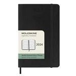 Imagen de Moleskine Agenda Semanal Horizontal 12 Meses 2024, Formato Pocket 9x14, Tapa Suave y Cierre Elástico, Color Negro