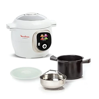Imagen de Moulinex, Cookeo Multicooker inteligente 6L, 150 recetas integradas, cocción sin vigilancia, pantalla intuitiva, guía de cocción, aplicación MyMoulinex, 1600 W, blanco, 15 años reparabilidad