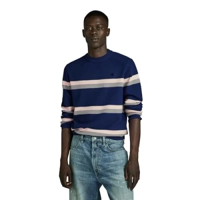 Imagen de G STAR RAW Stripe R Knit Sudadera, Azul Imperial Blue D24378 d563 1305, M para Hombre