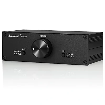 Imagen de Nobsound Mini equilibrio completo/preamplificador pasivo de un solo extremo; amplificador preamplificador alta fidelidad; controlador volumen XLR/RCA para altavoces monitor activo (negro)